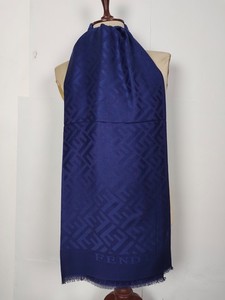 FENDI genuine vintage silk Blue Cashmere wrap shawl winter scarf scarves