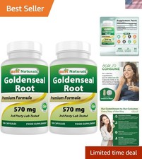 Goldenseal Root 570 mg Capsules - Non-GMO  Gluten-Free - 200 Count Pack