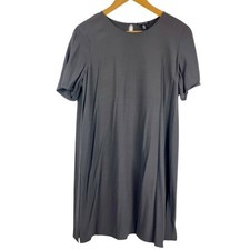 Eileen Fisher Short Sleeve Shift Dress Charcoal Gray Sz L Lagenlook Neutral