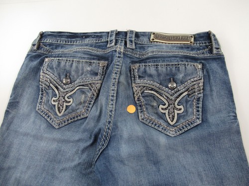 ROCK REVIVAL MUJER EASY CROP JEANS ETIQUETA TALLA 33 MEDIDA 37X24 1/2 #G393 - Imagen 5 de 8