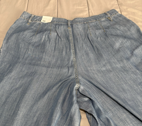 Pantalón de mezclilla fluido de pierna ancha Lane Bryant tiro medio para mujer talla 16 - Imagen 7 de 13