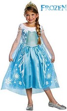Disney Frozen Elsa Costume Medium 7/8 Girls Deluxe Halloween Dress Up Blue