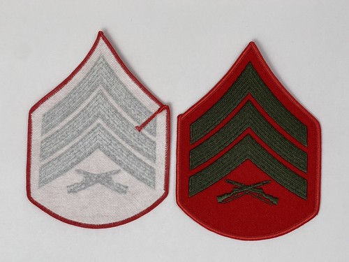 USMC ALISTADO SGT JUEGO DE RANGO COSIDO BORDADO INVIERNO VESTIDO DE SERVICIO ALFA CAQUIS - Imagen 3 de 12