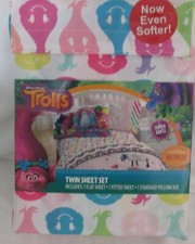 Dreamworks Trolls Twin Sheet Set Peace Rainbows girls bedding new