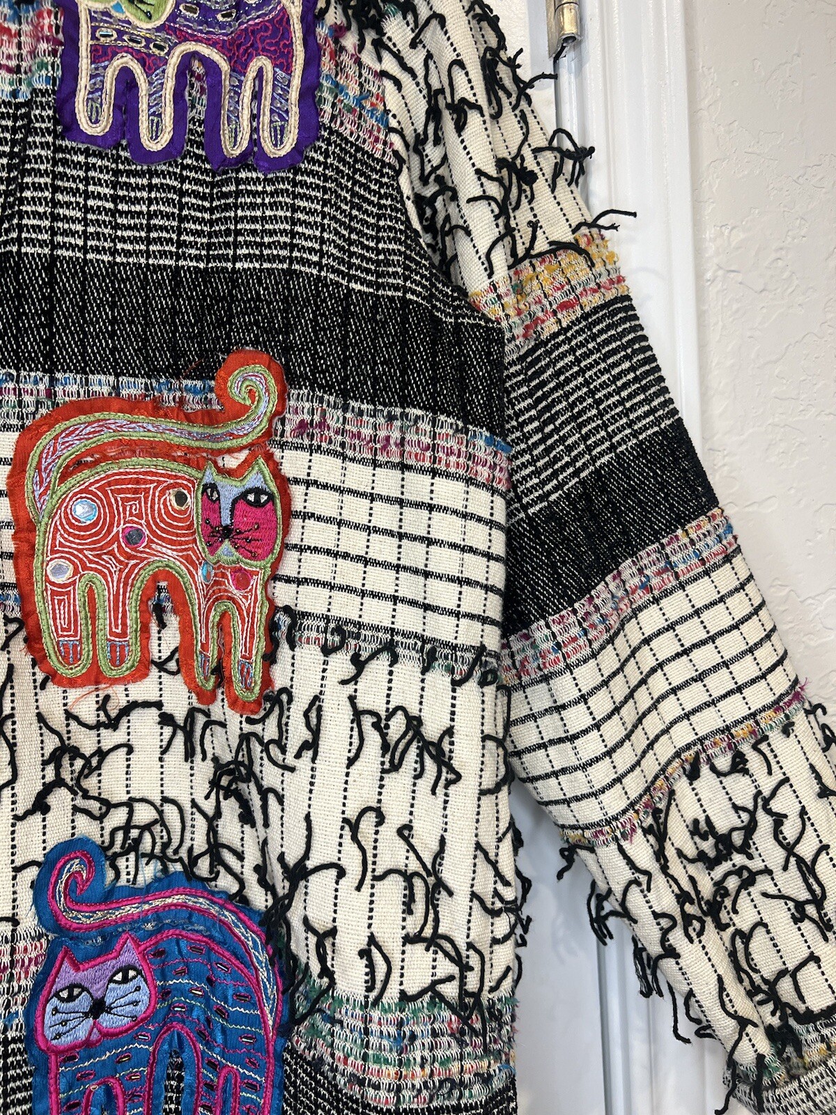 Yak Majik Jacket Size Large Patchwork Fringe Bead… - image 5