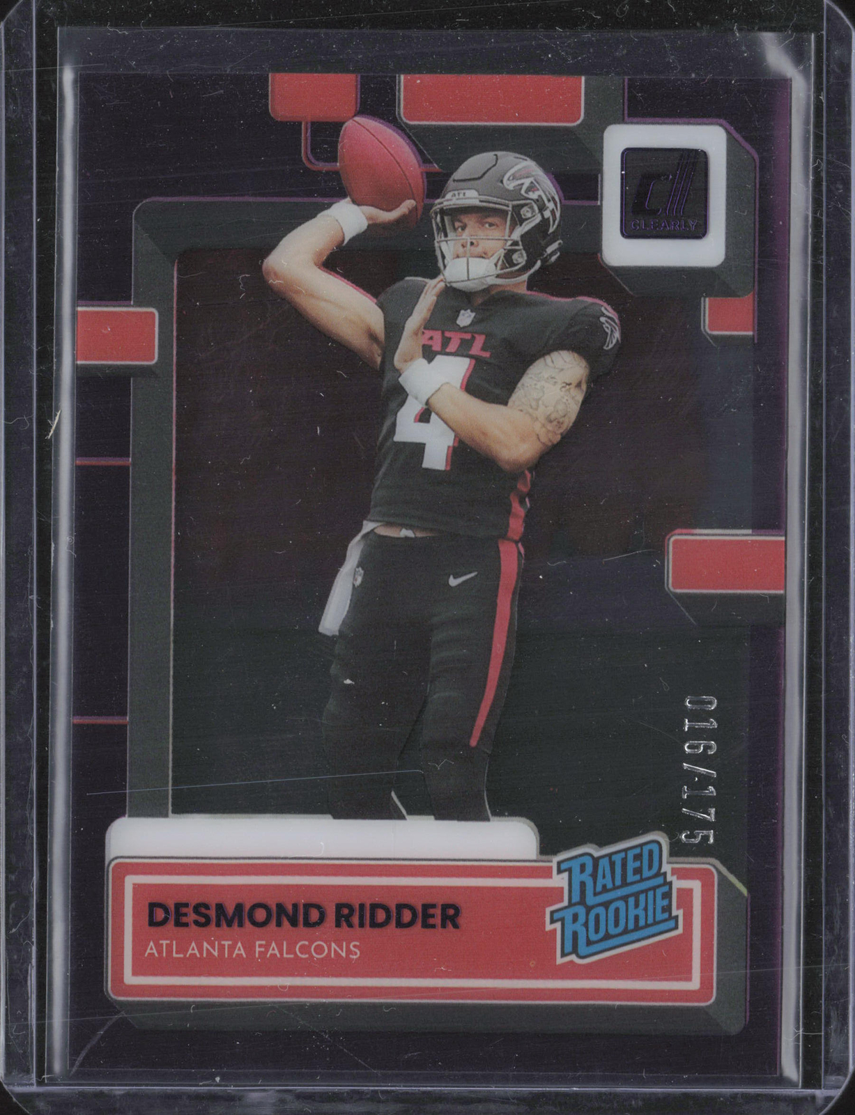 2022 Clearly Donruss #52 Desmond Ridder Purple #/175