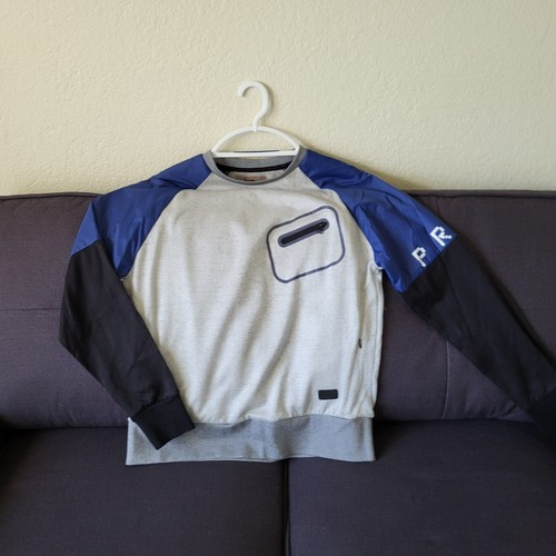 PRPS Goods And Co Sweatshirt Mens SZ L Grey Color Block Sleeves Streetwear Y2k - Picture 6 of 12
