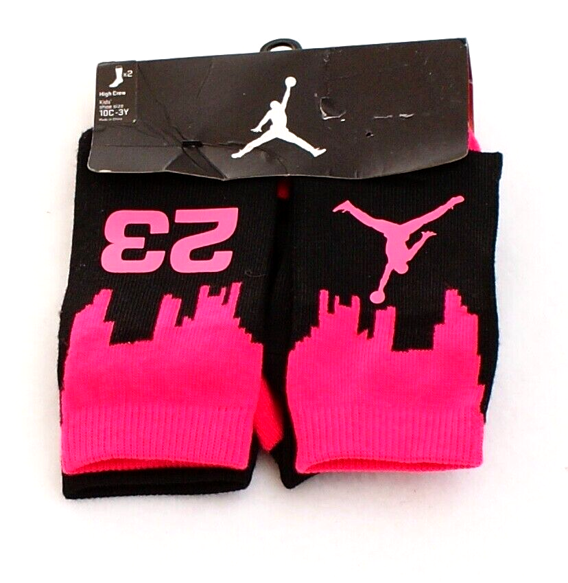 Nike Jordan Jumpman Black & Pink Crew Socks 2 in Package Nike Jordan Jumpman Black & Pink Crew Socks 2 in Package