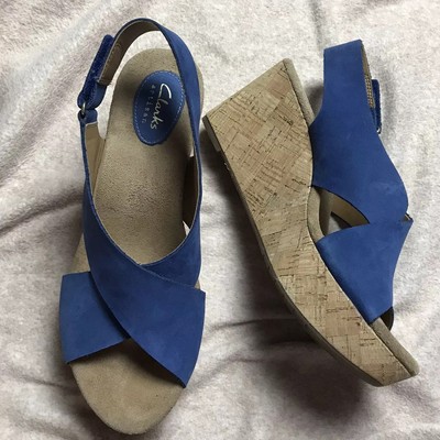 clarks blue suede sandals