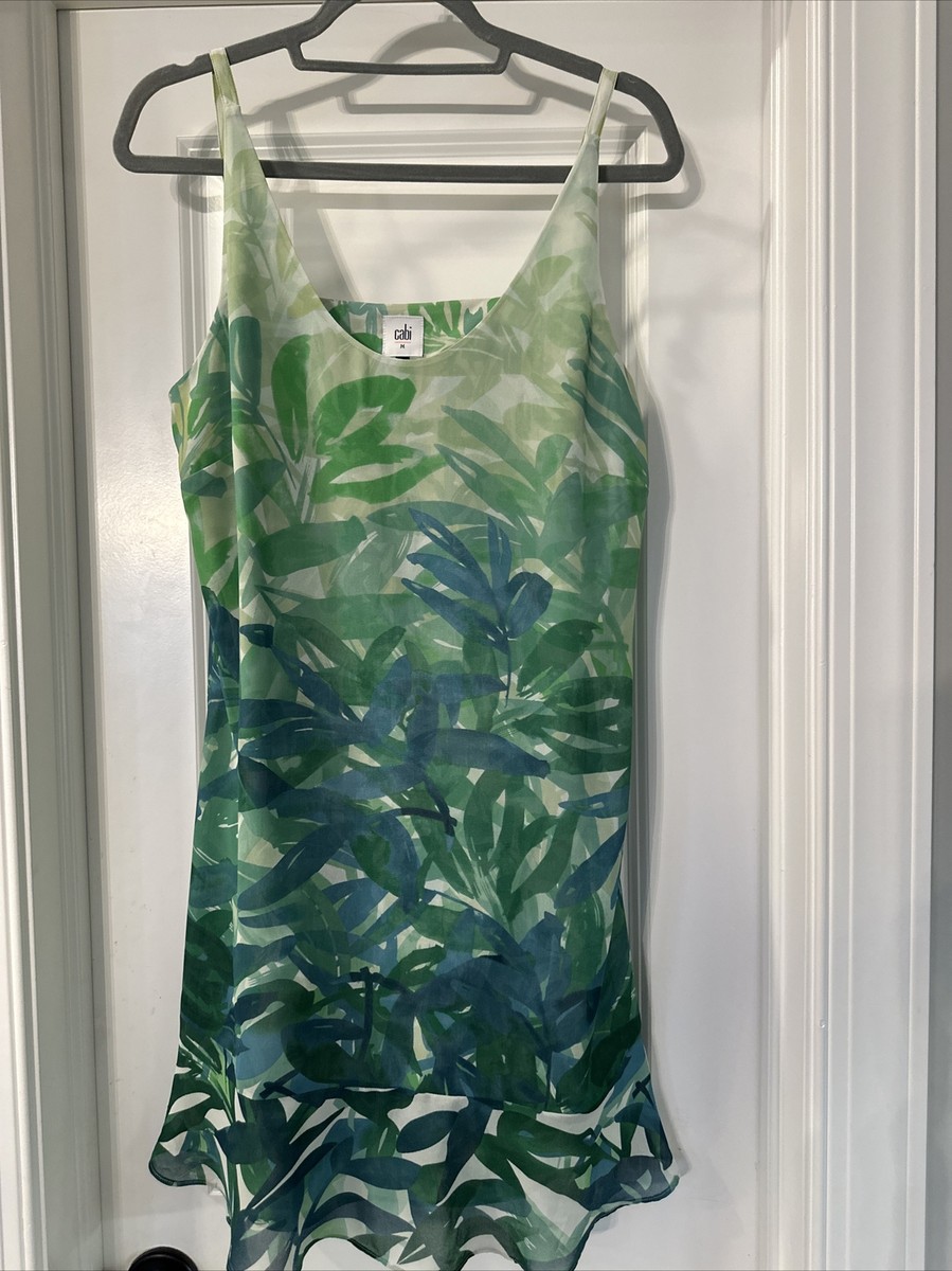 cabi green leaf dress Womens Medium Pink Black Style 898 Breezy Floral Reversible Travel ATT|Colour|Green
