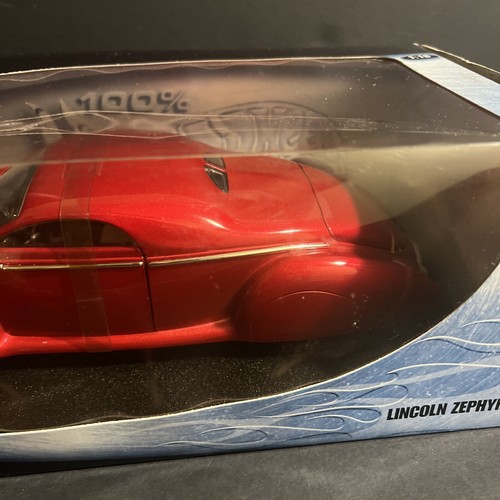 100 % Hot Wheels 1:18 Custom Lincoln Zephyr Metallic Red Mattel NIB - Picture 5 of 20