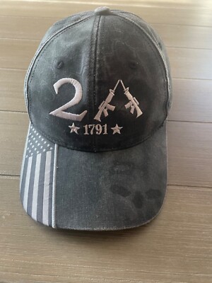 2nd Amendment Hat Cap Strapback 1791 American Flag Black Outdoor Cap Adjustable