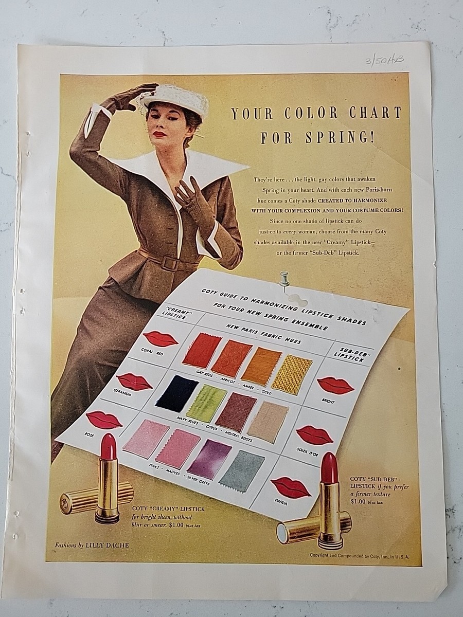 1950 Coty Lipstick Lilly Dache fashion vintage cosmetic Color