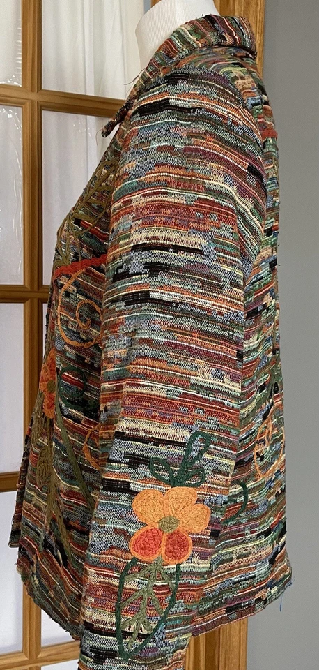 Chaqueta Blazer Coldwater Creek Años 90 Para Mujer L Multi Tejido Floral Bordado Clásico Foto 3 de 4