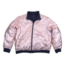 Express Reversible Black & Metallic Rose Gold Puffer Jacket Women's Size M