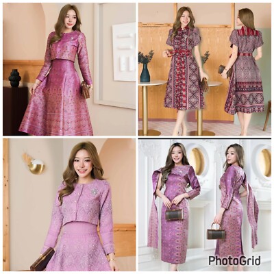 Thai style Dress Traditional Skirt Fashion Beautiful Top-Set-Casual elegant