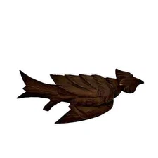 Vintage Old Wood Black Forest Cuckoo Clock Trim Carved Bird  6.75"