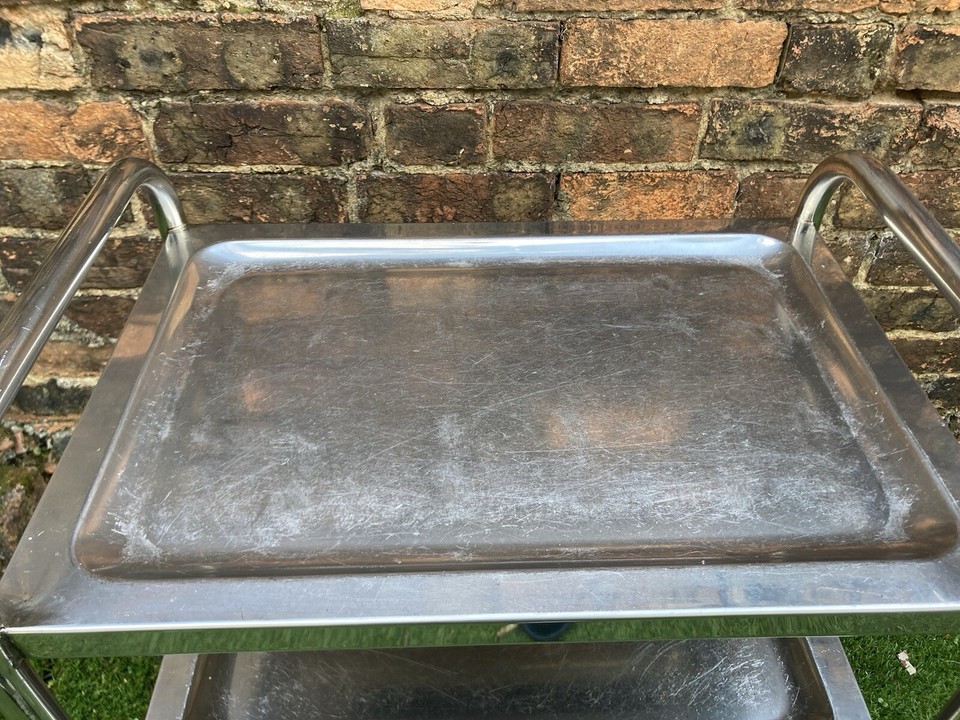 VINTAGE STAINLESS STEEL / CHROME MEDICAL TROLLEY eBay