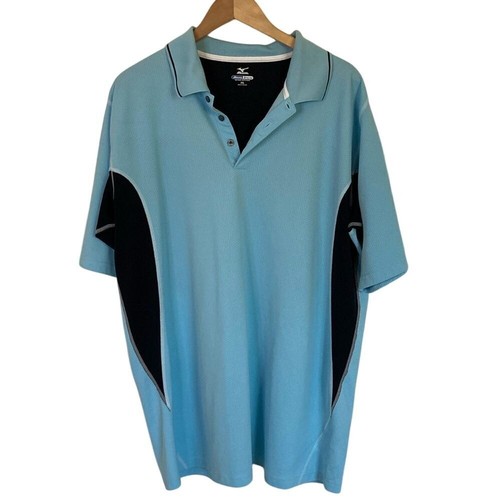 Mizuno, Mizuno Mens Dry Lite Performance Polo Shirt Size XXL Blue Short Sleeve