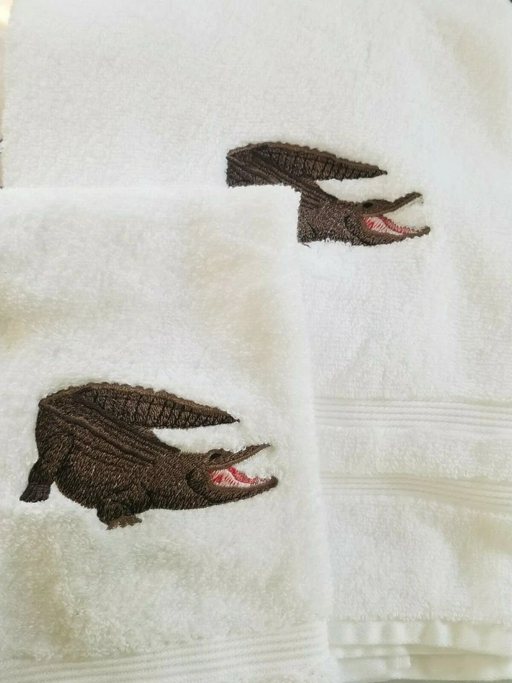 Juego de toallas de baño cocodrilo (3) cocodrilo paño completo lavado a mano pantano sur  Foto 4 de 4