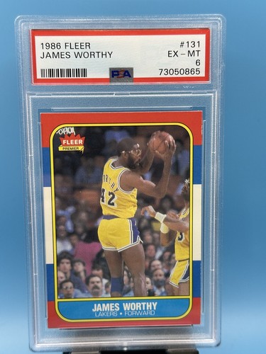 1986 Fleer Basketball 131 James Worthy Rookie Card Graded PSA 6 Los 