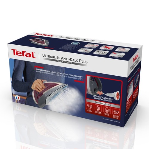 3121040078099 Tefal Ultragliss Anti-Calc Plus FV6840E0 iron Steam iron 2800 W Pu - Picture 5 of 6