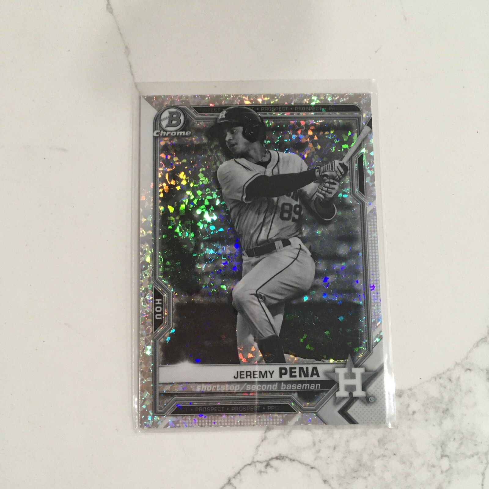 2021 BOWMAN CHROME PROSPECT JEREMY PENA BLACK & WHITE DIAMOND REFRACTOR #BCP-190