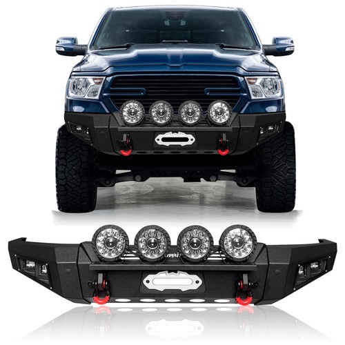Steel Front/Rear Bumper Fits 19-24 Dodge RAM 1500 W/Four Round Lights - Picture 2 of 38