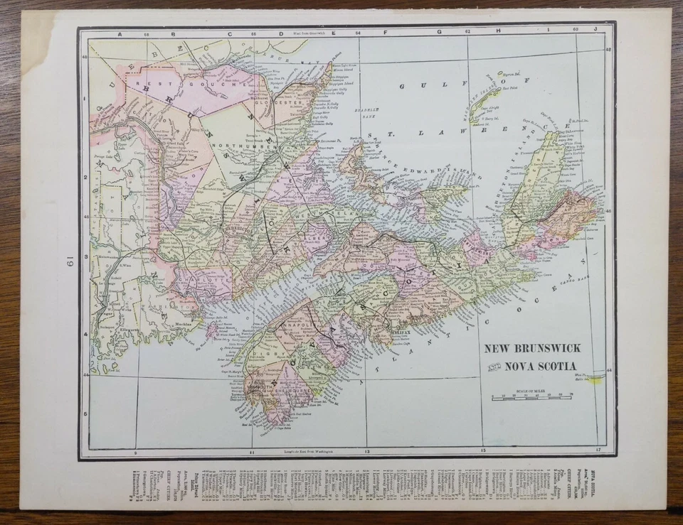 Mapa de colección 1903 NUEVO BRUNSWICK NOVA SCOTIA CANADÁ 14"x11" antiguo antiguo original Foto 2 de 4