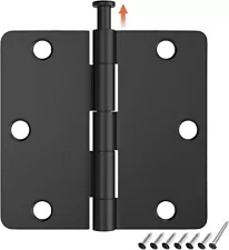 HOSOM 6 Pack Rounded Door Hinges 3.5 x 3.5 inch 1/4 Radius Matte Black.