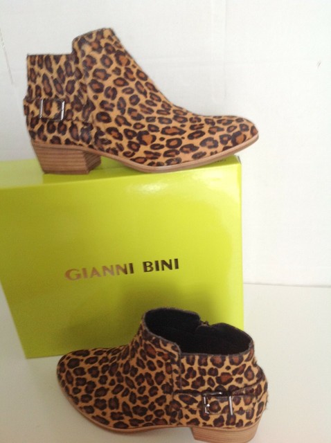 leopard calf hair booties