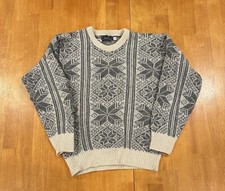 Vintage Finalist Lambswool Crewneck Sweater Geometric Medium Made In USA 90s