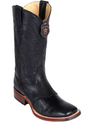 Los Altos BLACK Ostrich LEG Square Toe TPU Rubber Sole Western Cowboy Boot D