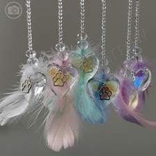 Memorial Pet Loss Sun Catcher ~ Pfotenabdruck ~ Katze Hund Andenken ~ mit Federn