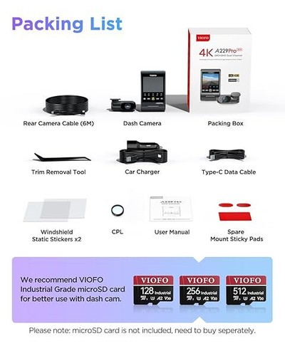 VIOFO A229 PRO 2CH 4K+2K HDR Dash Cam - Picture 8 of 9