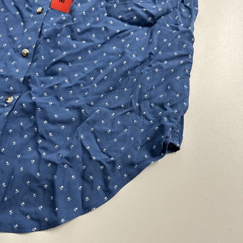 JACHS Girlfriend Women Short Sleeve Blue Tulip Printed Blouse Medium NEW Medium - Picture 9 of 15