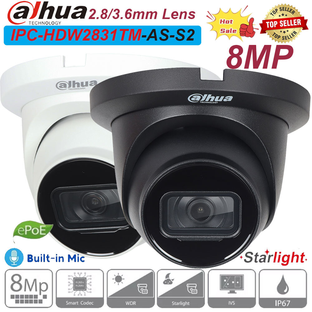 Dahua Starlight 4K 8MP MIC Security IP Camera CCTV POE IPC-HDW2831TM-AS-S2 NEW
