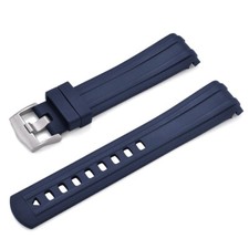 20mm Curved End Blue FKM Rubber Strap for 41mm Omega Seamaster 300M - NEW