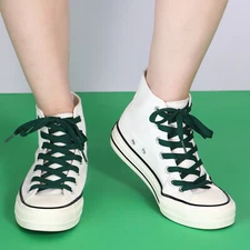 1pair Double Layers Flat Shoe Laces Strings Dark Green for Sneakers Tennis Shoes