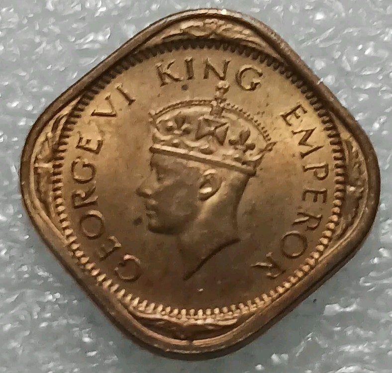 1943(b) P/L; Restrike Nice India-British 1/2 Anna KM# 534b.1 Item # 3491.