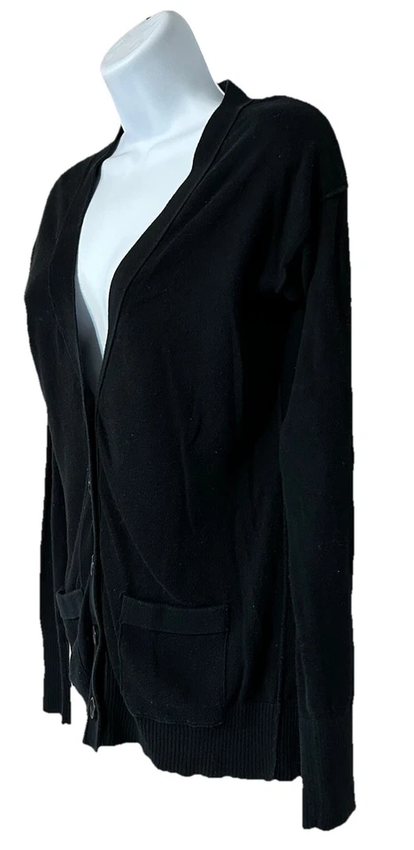 Cárdigan con botones Mossimo Supply Co para mujer pequeño negro cuello en V 5 botones algodón Foto 3 de 4
