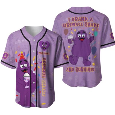 Grimace Shake Jersey, Grimace Baseball Jersey For Baseball Fans