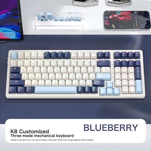 Clavier mécanique sans fil K8 trois modes clavier échangeable à chaud pour PC gamer - Photo 9/18