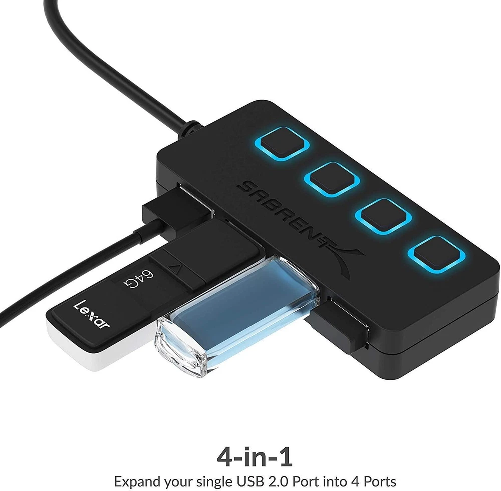 4-Port USB 3.0 Hub with Smart Charging Port and Fast Data Transfer