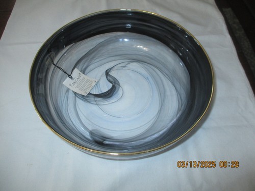 Akcam Turkish Glass Black Swirl with Gold Trim Bowls NWT - Picture 7 of 8