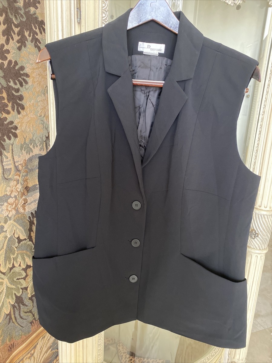 D uniforms Christian Dior women’s Elongated Black Vest NWOT Shoulder Pads  Rare