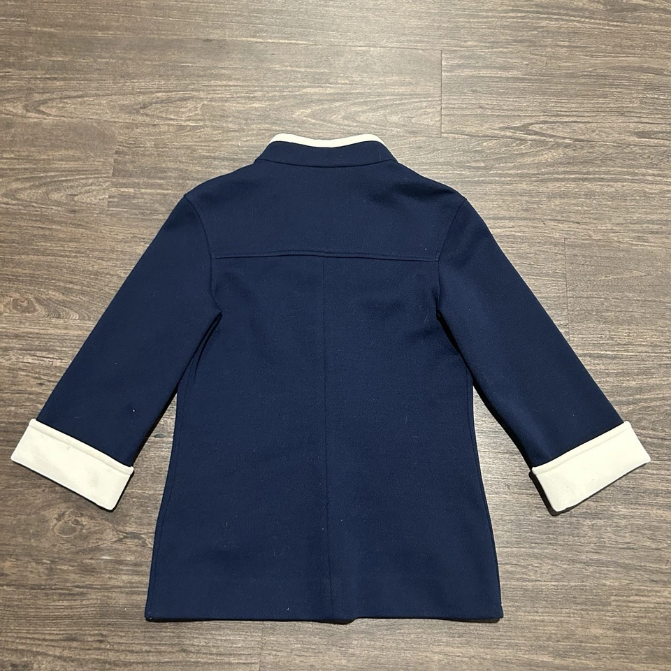 Cárdigan Suéter PolyCot Para Mujer De Colección Años 60 Tejido Butte Azul Marino y Blanco M Foto 2 de 4