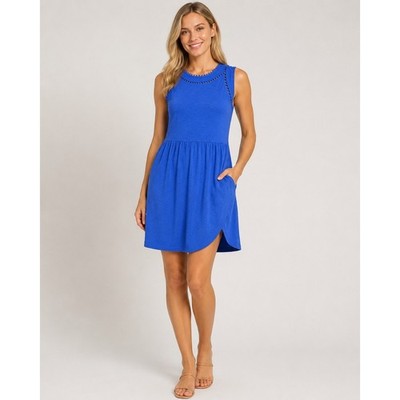 Boden Size 8 Cotton Modal Blend Blue Tess Trim Short Jersey Dress