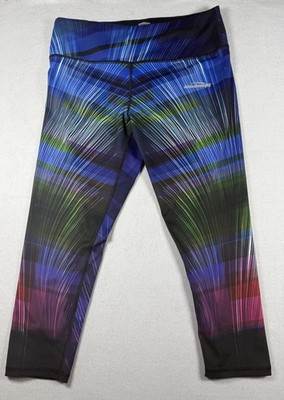 Coolomg Athletic Women Capri Leggings Large Multi Color Zipper Back Pocket Bold