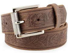 Genuine Full Grain Western Engraved Tooled Leather Belt Strap or Belt 1-1/2" ...